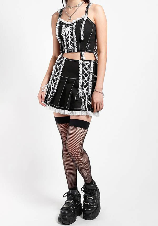 Lolita [Black/White] | PLEATED SKIRT* - Image 4