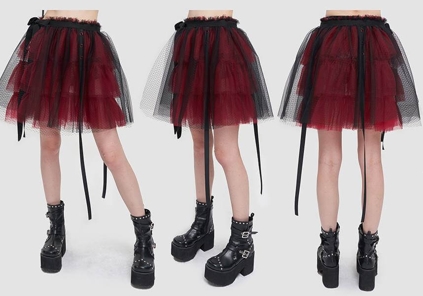 Medusa Punk [Black/Red] | FLARED SKIRT* - Image 17