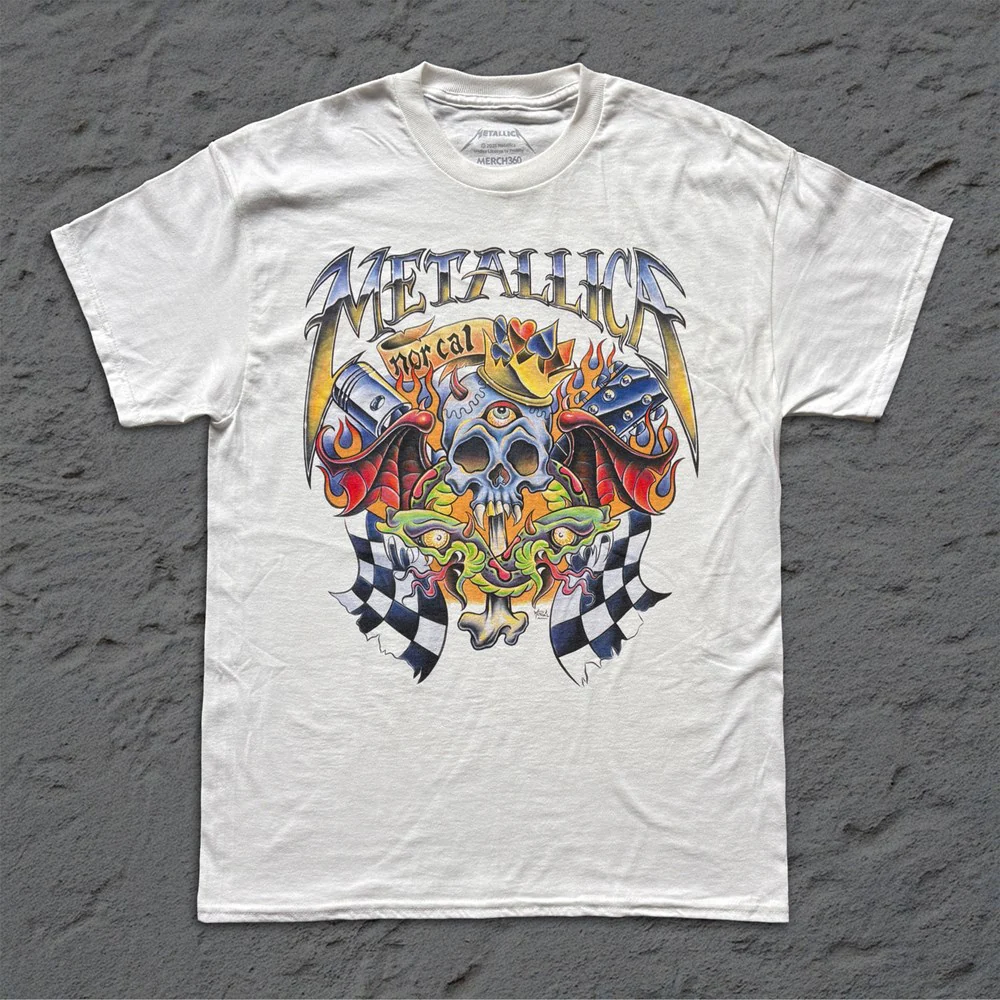 Metallica | Checkered Flag [White] T-SHIRT [PREORDER]