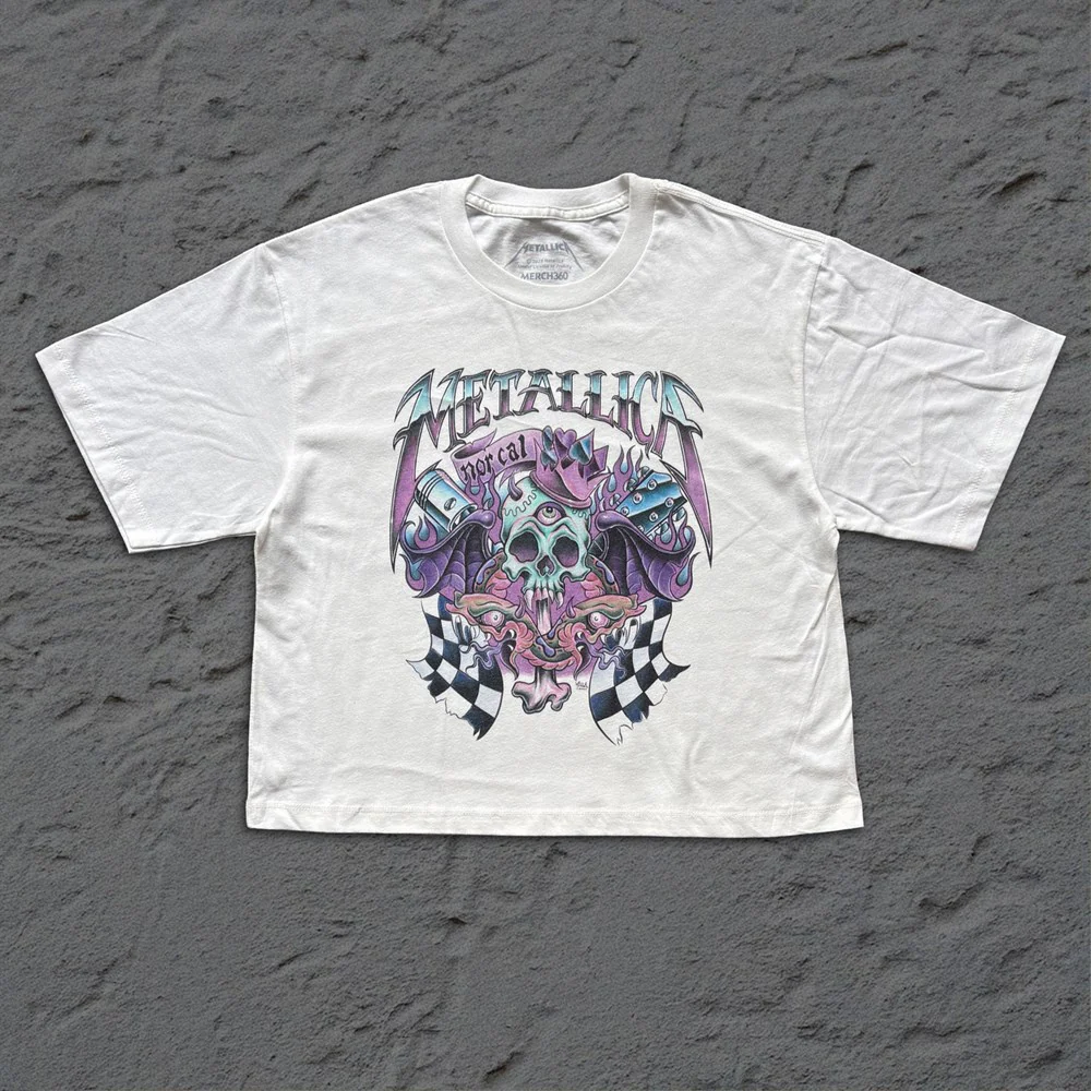 Metallica | Checkered Flag [Womens] CROP TOP [PREORDER]