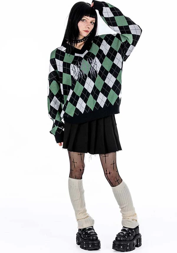 Missed Class [Green] | KNIT JUMPER - Image 3