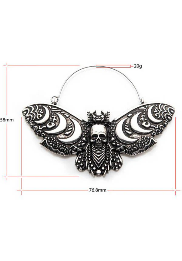 Moon Phase Death Moth | PLUG HOOP EARRINGS - Image 3
