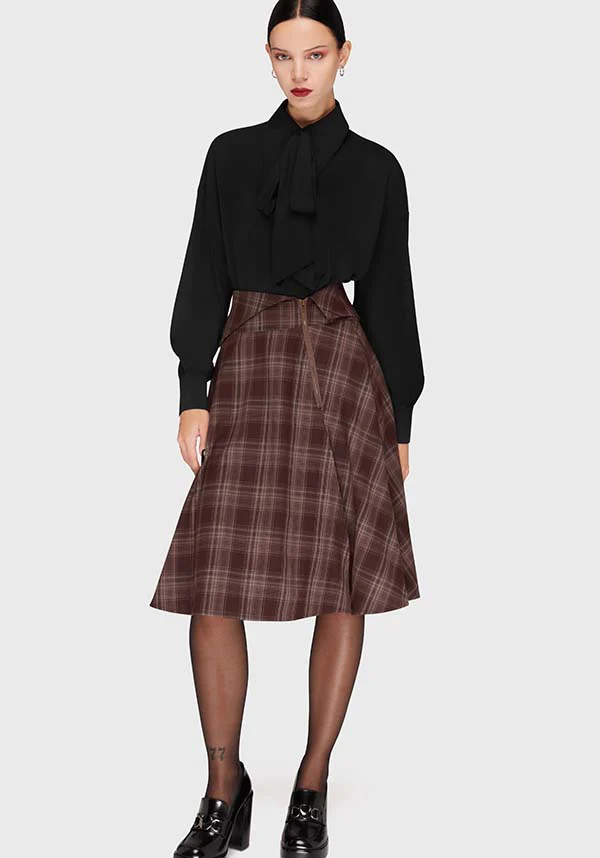 Morning Meadow [Brown Tartan] | MIDI SKIRT - Image 3