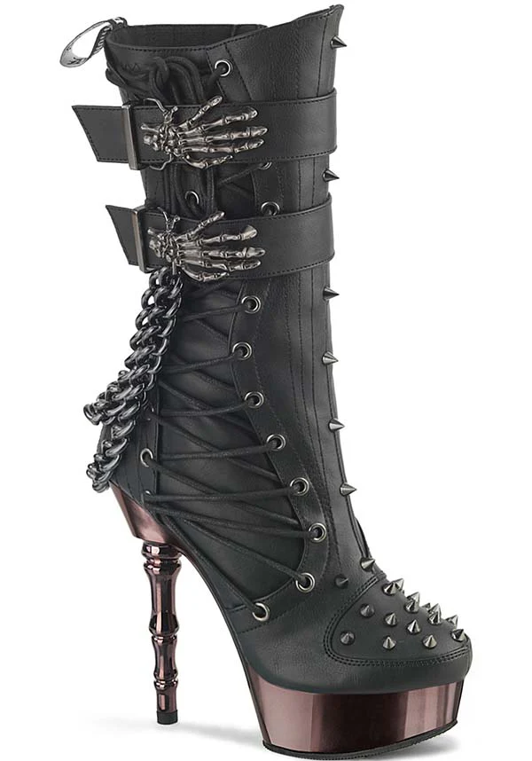 MUERTO-159 [Black/Pewter Chrome] | PLATFORM HEELS [PREORDER]