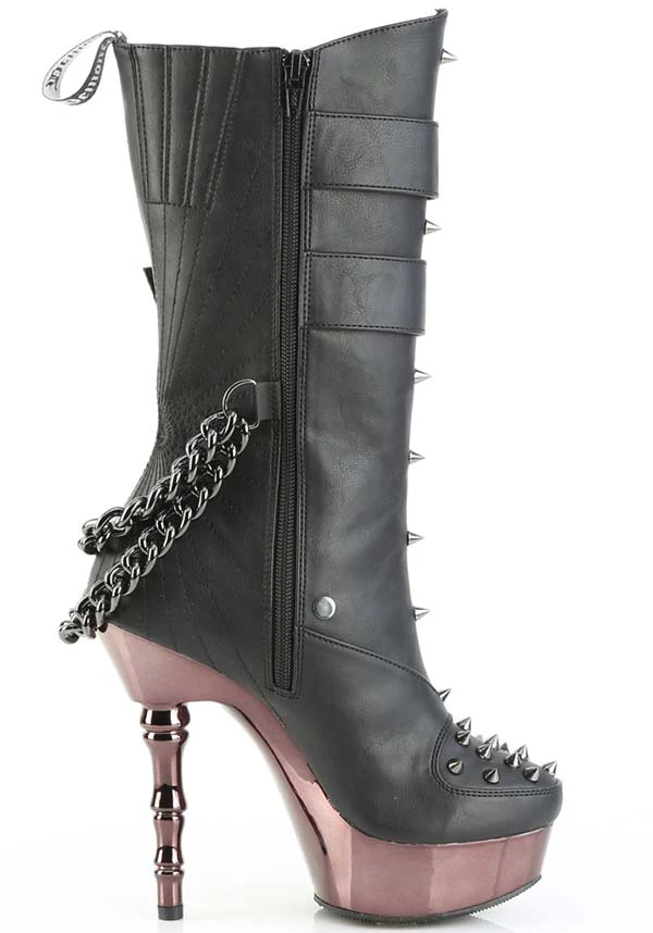 MUERTO-159 [Black/Pewter Chrome] | PLATFORM HEELS [PREORDER] - Image 4