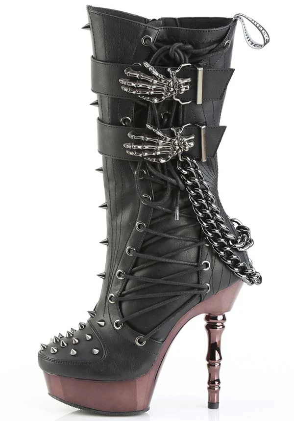 MUERTO-159 [Black/Pewter Chrome] | PLATFORM HEELS [PREORDER] - Image 5