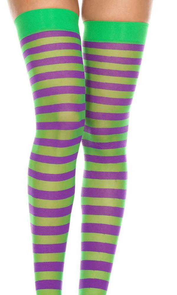 Opaque Striped [Green/Purple] | THIGH HIGH* - Image 2