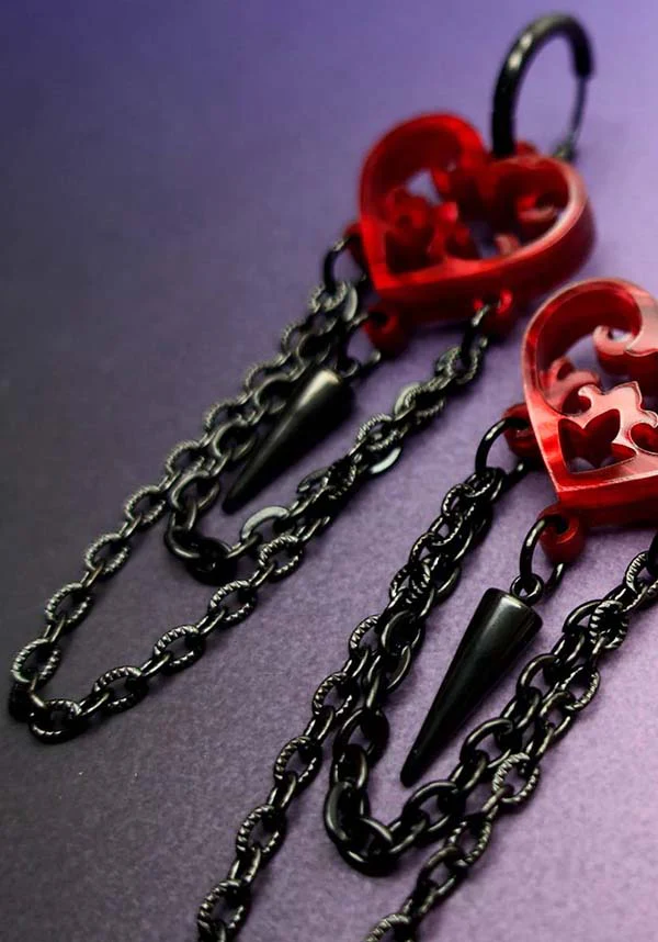 Ornate Gothic Heart [Blood Red] | EARRINGS - Image 2