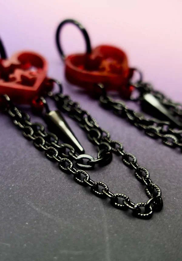 Ornate Gothic Heart [Blood Red] | EARRINGS - Image 4