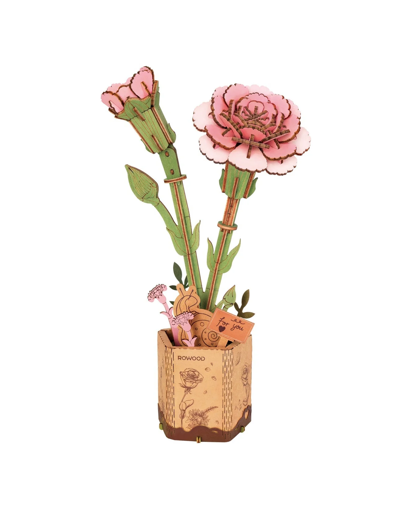 Pink Carnation Flower | 3D PUZZLE - Image 2
