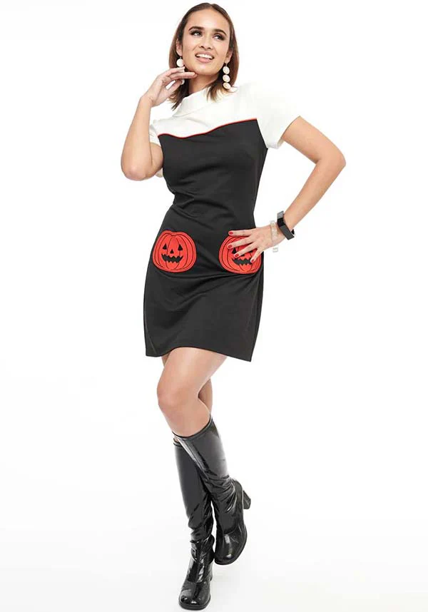 Pumpkin [Black & Orange] Pocket | SHIFT DRESS**