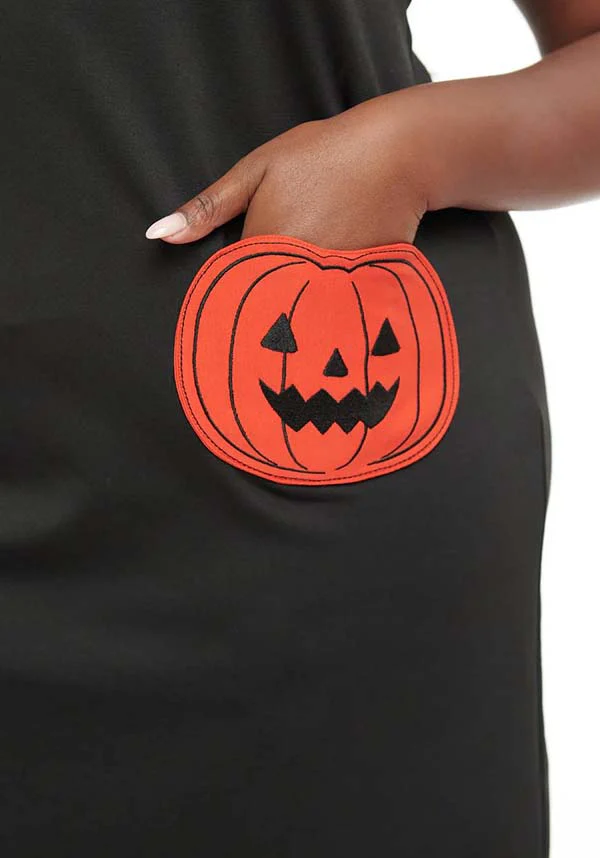 Pumpkin [Black & Orange] Pocket | SHIFT DRESS** - Image 6