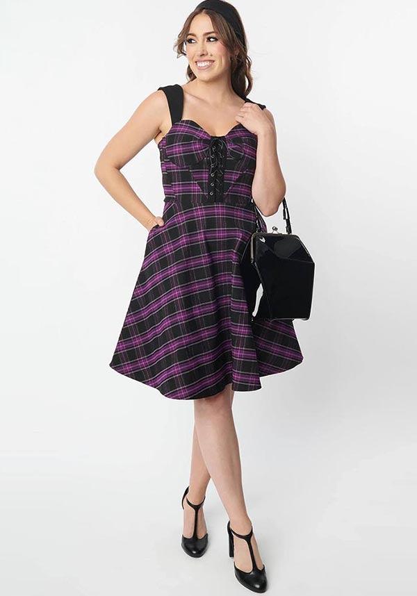 Purple Plaid | FLARE DRESS** - Image 6