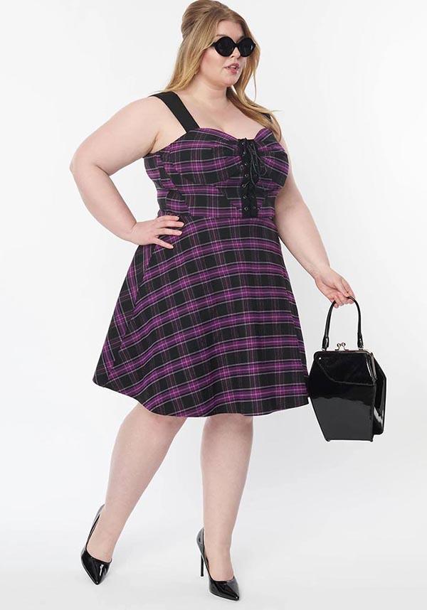 Purple Plaid | FLARE DRESS** - Image 7