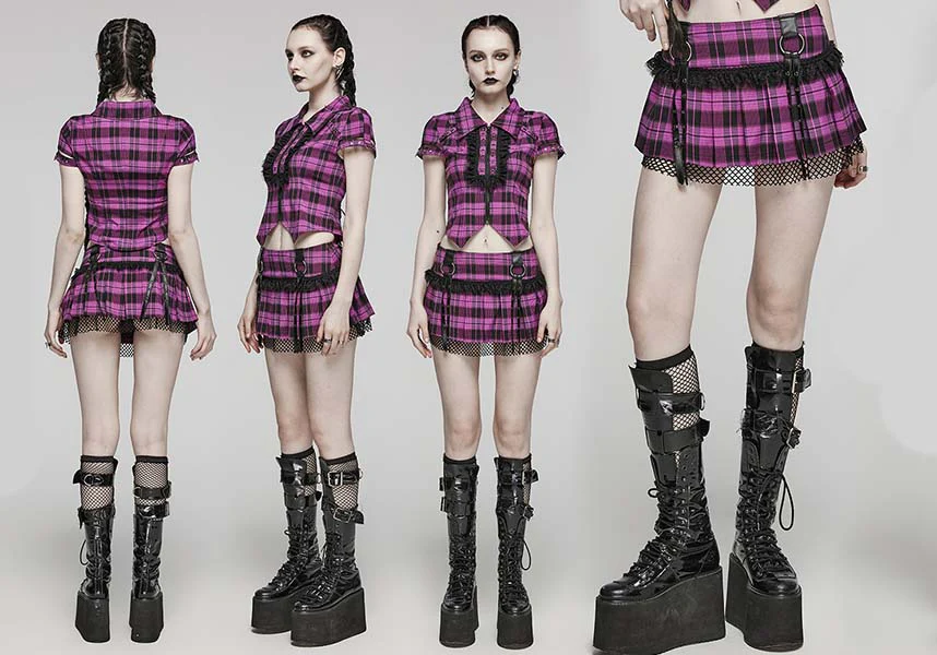 Quinn Tartan [Magenta/Black] | MINI SKIRT* - Image 19