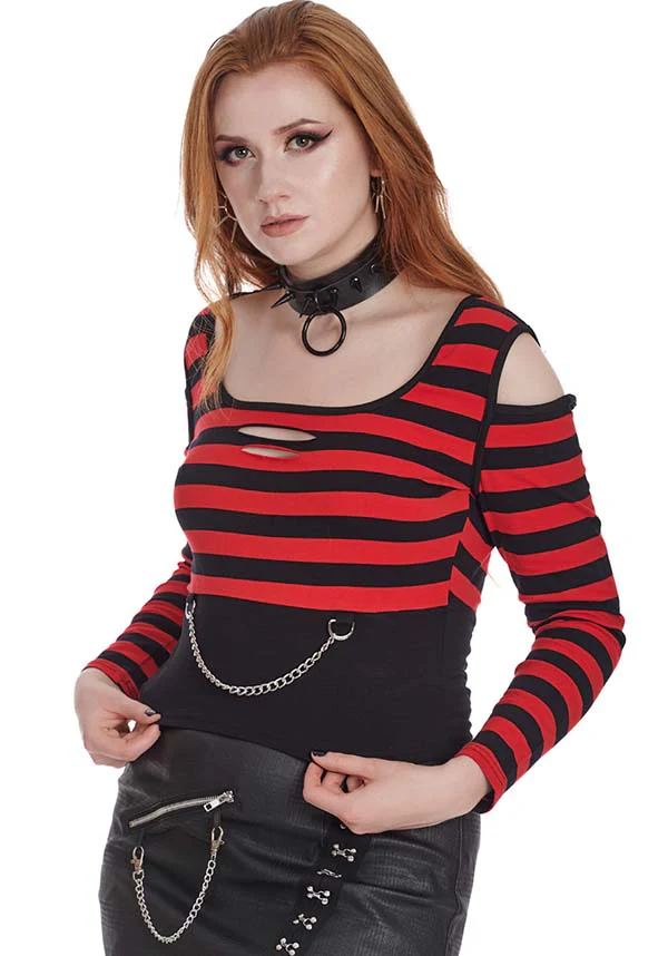 Rebel Chic [Red/Black] | STRIPED TOP* - Image 3
