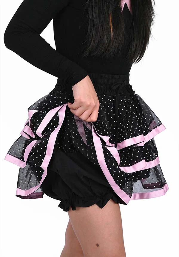 Ribbon Dot Ruffle [Black/Pink] | SKORT - Image 3