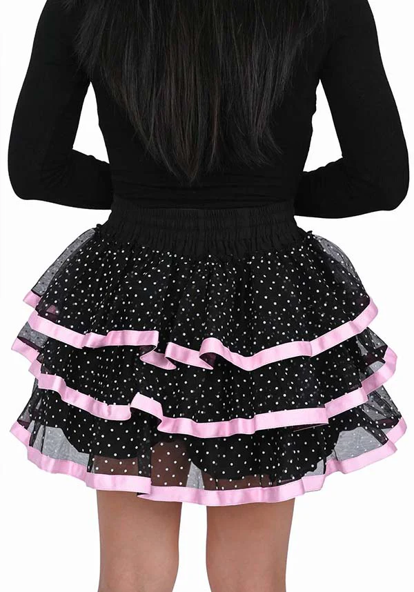 Ribbon Dot Ruffle [Black/Pink] | SKORT - Image 7