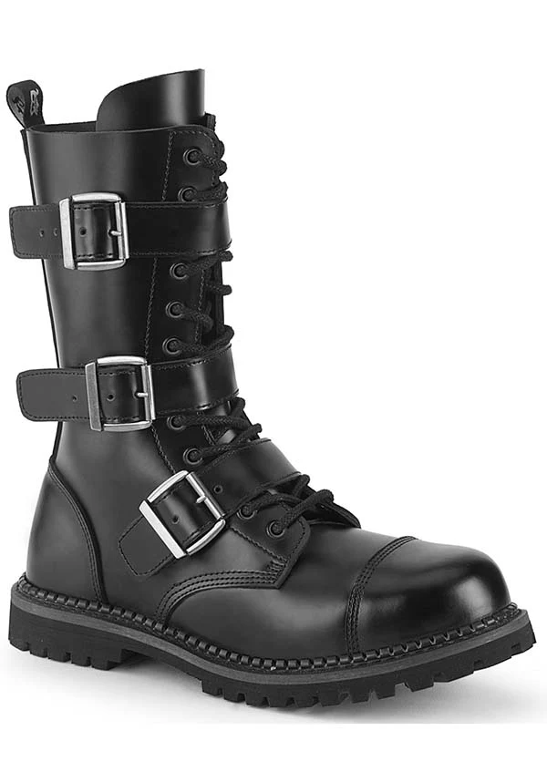 RIOT-12BK [Black Leather] | BOOTS [PREORDER]
