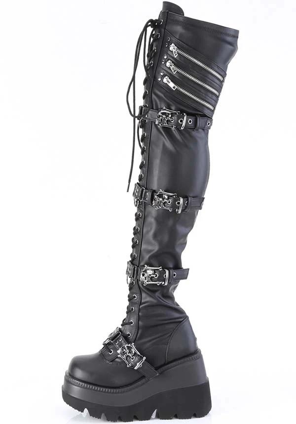 SHAKER-420 [Black Stretch Vegan Leather] | PLATFORM BOOTS [PREORDER] - Image 3