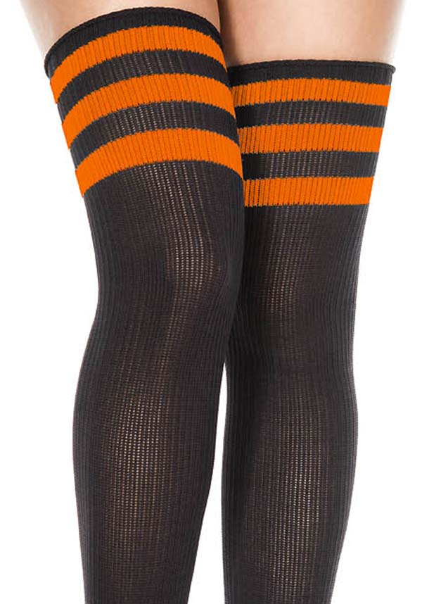 Athletic [Black/Orange] Stripe | THIGH HIGHS - Image 2