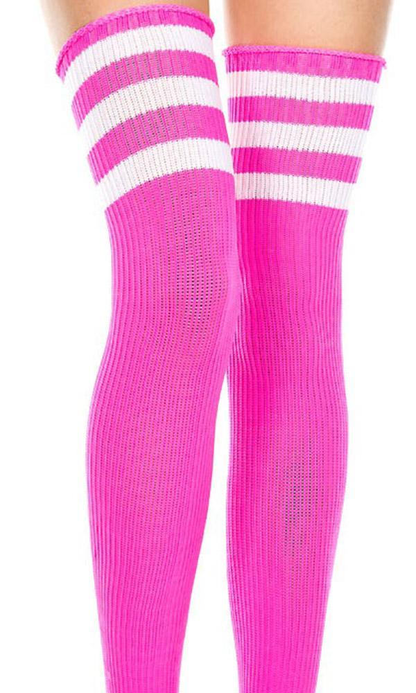Spandex Acrylic Athlete [Hot Pink/White] | THIGH HIGH - Image 2