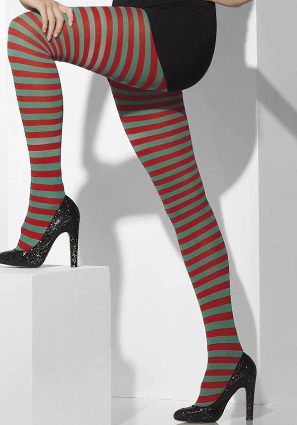 Green & Red Stripe Opaque | TIGHTS - Image 2