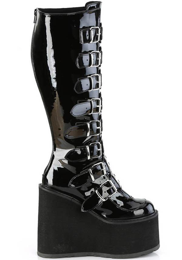 SWING-815WC [Black Pat] | WIDE CALF PLATFORM BOOTS [PREORDER] - Image 5