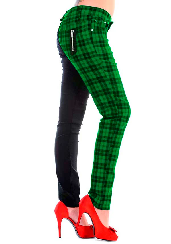 The Damage [Half Black/Half Green Check] | SKINNY JEANS*