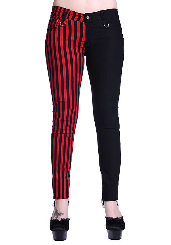 The Damage [Half Black/ Half Red Striped] | SKINNY JEANS*