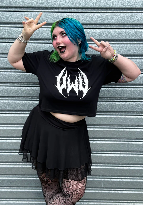 UWU Metal [Black/White] | CROP TEE - Image 2