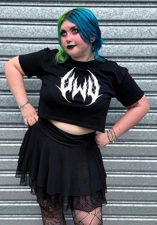 UWU Metal [Black/White] | CROP TEE - Image 4