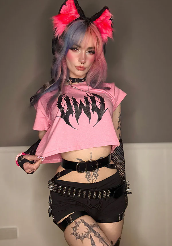 UWU Metal [Pink] | CROP TEE - Image 3