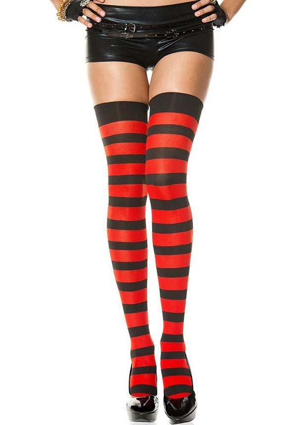 Wide Stripe [Black/Red] | THIGH HIGHS - Image 3