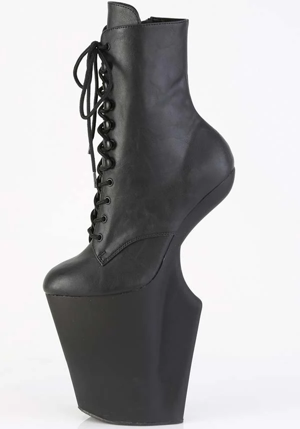 WORSHIP-1020 [Black Faux Leather] | BOOTS [PREORDER] - Image 4